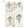 vintage, retro, woman, dress, flowers, floral decorations, medallion, board, romance, R362